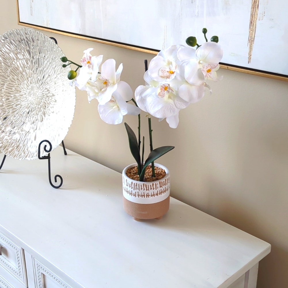 Fake flowers in a pot